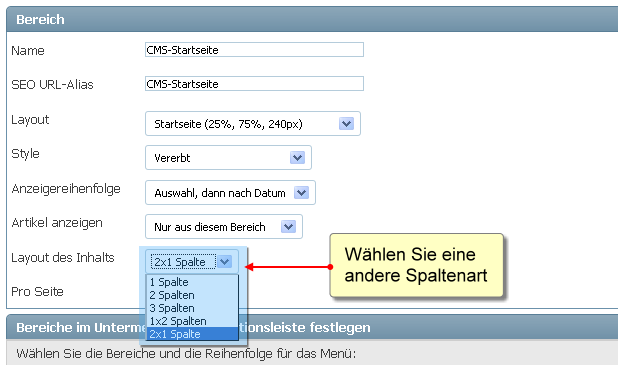 Section Content Layout